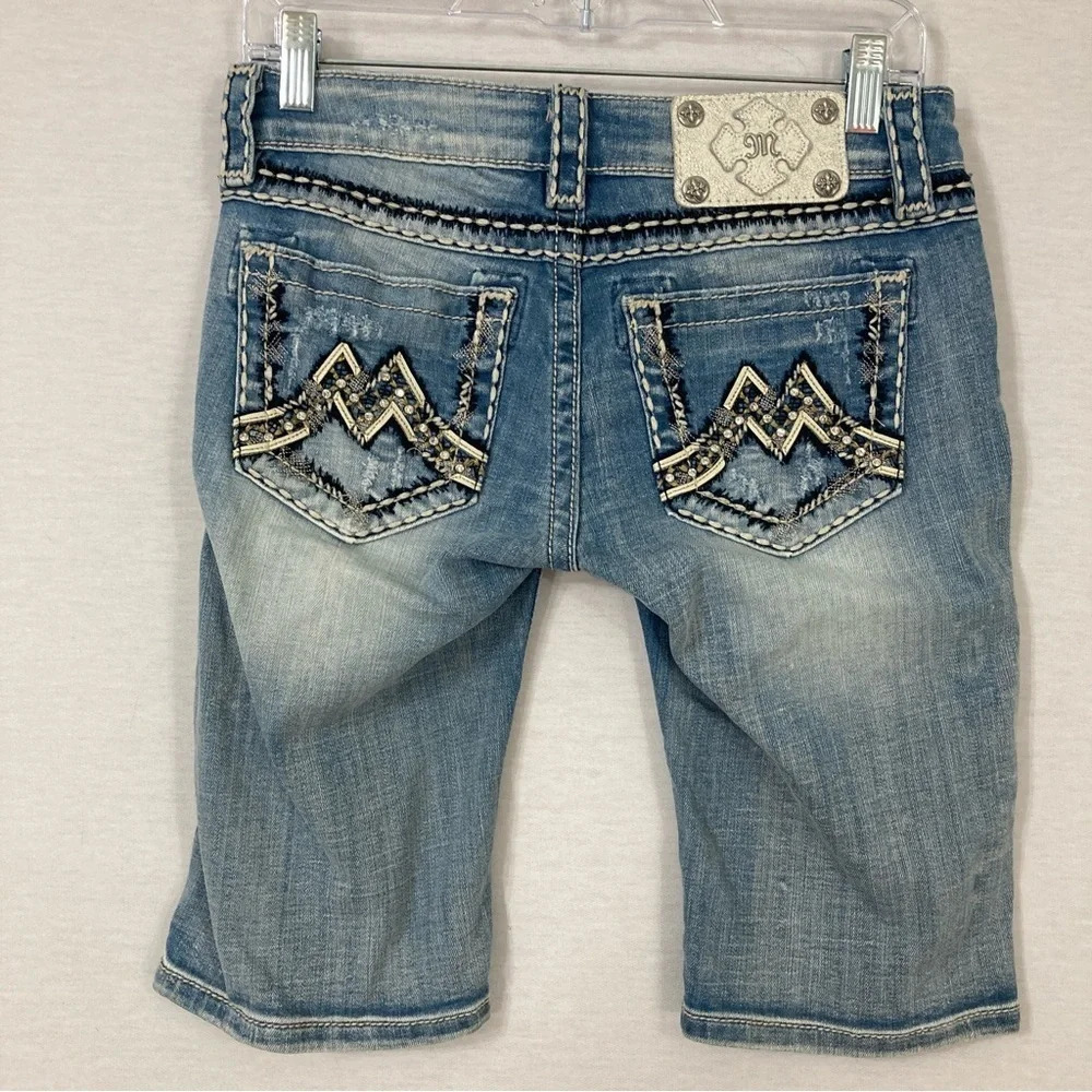 Miss Me Light Blue Embellished Denim Jean Shorts